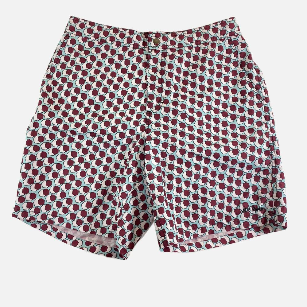 Mr Swim Trunks Geometric Pattern Men's Size XL Board Shorts Pockets & Zip Fly